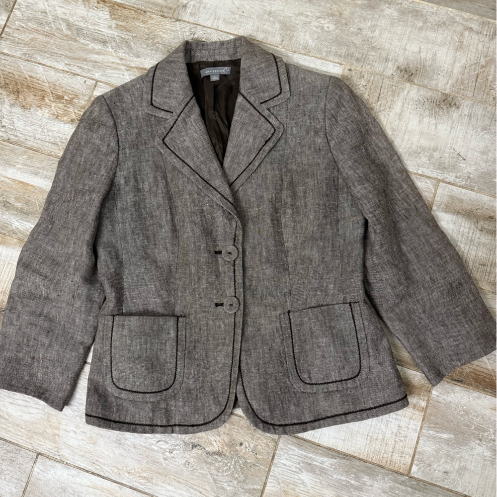 Ann Taylor Brown Blazer with Button Detail